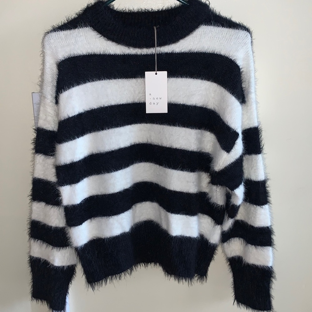 Striped Fuzzy Knit Sweater